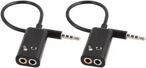 2pcs/lot Stereo 3.5mm Splitter Audio Male to Earphone Headset+Microphone Adapter Aux Wiring Splitters connector for speaker