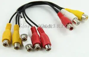 1Pcs 3 RCA Female Jack to 6 RCA Female Plug Splitter Audio Video AV Adapter Cable Z09