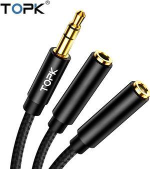 1Pcs TOPK Aux Cable 3.5mm Jack Audio Extension Cable for Xiaomi 3.5mm Splitter headphone Adapter Cable for headphones Huawei p20 pro