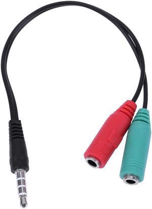 2pcs 3.5mm 1 Male to 2 Female Y Splitter Audio Extension Cable Earphone Microphone Adapter Cable Cord Wire for Phone Karaoke