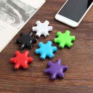1Pcs 3.5mm Jack 6 Way Multi Port Hub Aux Headphone Splitter Audio Cable Adapter Converter Earphone Accessory