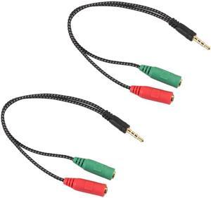 1Pcs Cable Adapter 2 In 1 Splitter 4 Pole 3.5mm Audio Earphone Headset to 2 Female Jack Headphone Mic Audio Cable 3 pole for PC