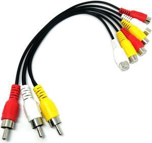 1Pcs 3RCA Male Jack to 6RCA Female Plug NC XQIN 3RCA Male To 6RCA Female Plug Splitter Audio TV DVD Video Adapter AV Cable