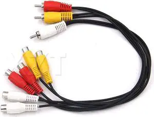 1Pcs 3 RCA Male To 6 RCA Female Plug Splitter cord Audio TV DVD Video Adapter AV Cable