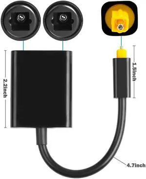 1Pcs Digital SPDIF Optical Audio Splitter Toslink Adapter 1 Male input to 2 Female output SPDIF Optical Cable Splitter Hub for CD DVD
