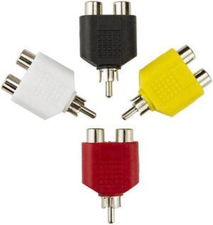 4Pcs RCA Y Splitter AV Audio Video Plug Converter 1 Male to 2 Female Adapter Kit Lotus Color AV Jack RCA Plug To Double