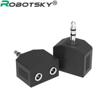 1Pcs Robotsky 3.5mm Audio Stereo Jack 1 Male to 2 Female Headphone Audio Splitter Adapter for MP3 Headset Car Phone Speaker Tablet