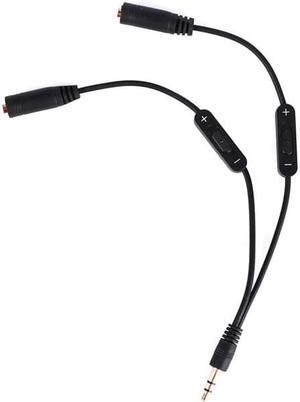 1Pcs 3.5mm Male To 2 Female Adapter One divided two Black Stereo Y Splitter Audio Cable With Volume Control Switch