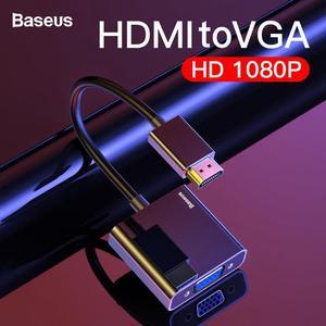 1Pcs Baseus HDMI to VGA Cable HDMI VGA Adapter Digital HDMI to VGA Jack 3.5 mm Converter Video Aux Audio Splitter For Laptop PS4 TV