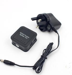 1Pcs Mini SPDIF Fiber Divider Digital Optical Portable 1 Input 3 Output Audio Splitter Adapter with US EU Plug