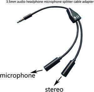 1Pcs Dual 2 Female to Male 3.5mm Audio Headphone Microphone Splitter Cable Adapter