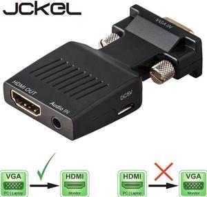 1Pcs JCKEL 1080P VGA Male to HDMI Female Scaler Adapter Connector Cable with Audio 3.5 Aux Converter Video Splitter for PC TV Monitor