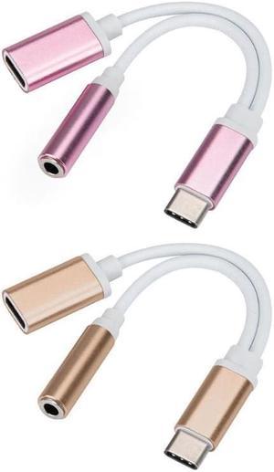1Pcs 2 in 1 USB C Type C Male Audio Cable to 3.5mm Female Audio Jack Headset Adapter For Type C Phone Audio Splitter New