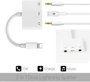 1Pcs 3 in 1 For Apple interface Dual 3.5mm Charge Call Audio Splitter Adapter For iPhone X 7 8 Plus 6s iPad