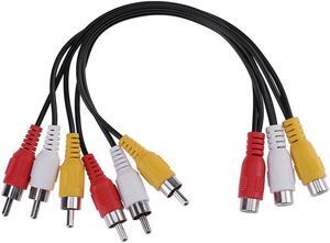 1Pcs 30cm 3 RCA Female Jack to 6 RCA Male Splitter Audio Video AV Adapter Cable Universal Data Transmission