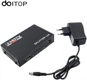 1Pcs DOITOP 1 in 4 out 4 Port HDMI Splitter 1X4 Hub Repeater Amplifier V1.4 3D 1080P HDMI Audio Cable Adapter Converter