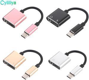 1Pcs 2 in 1 USB Type C to 3.5mm Aux Audio Cable Headphone Adapter Charger USB C to 3.5mm Jack Audio Splitter For Letv 2 Huawei
