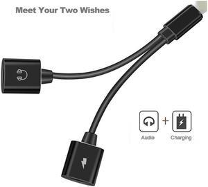 1Pcs 2 in 1 Audio Charging Cable for iPhone Splitter Fast Charging Audio Call Converter Extension Cable Adapter Aux Cord