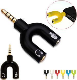 1Pcs U shape 3.5mm Stereo Splitter Audio Earphone Headset + Microphone Adapter for Smartphone Mobile Phone