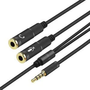 1Pcs 32CM Compact Size Flexible 3.5mm Stereo Audio Male to 2 Female Headset Mic Y Splitter Cable Adapter Cable