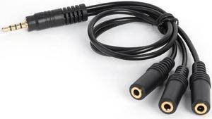 1Pcs 3.5mm 4 Pole Plug to 3 Way Stereo Audio Headphone Splitter Adapter Cable Black pvc Gold plated Plug Fit 3.5mm AUX audio output