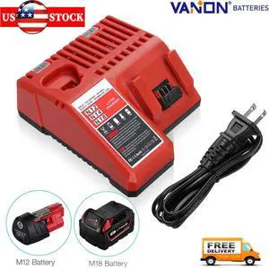 For Milwaukee M12 M18 18V Battery CHARGER 48-59-1812 Lithium 12V-18Volt M12-18C