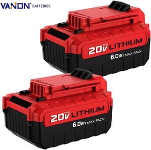 2Pack 6.0Ah 20V Lithium Battery for PORTER CABLE MAX PCC685L PCC680L PCC681L