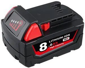VANON 18V 8000mAh for Milwaukee M18 Li-ion Battery Black &Red 48-11-1890 48-11-1850 48-11-1828 48-11-1820 48-11-1815 Cordless Tools