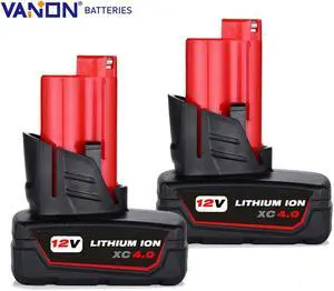 VANON 2Pack Replace For Milwaukee 48-11-2412 XC M12 5.0AH Battery 48-11-2460 Lithium 12Volt