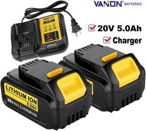 2Pack 20V MAX 5.0Ah XR Lithium Ion Battery for DEWALT DCB205 DCB200 DCB206 DCB204 and DCB112 Charger