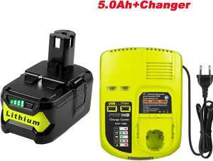 Vanon 6.0Ah For Ryobi P108 P106 18V One+Plus High Capacity Lithium Battery and P117 Charger
