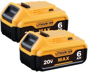 Vanon 2Pack 20V MAX 6.0Ah Lithium Ion Battery for DEWALT DCB204 DCB205 DCB206 DCB205-2