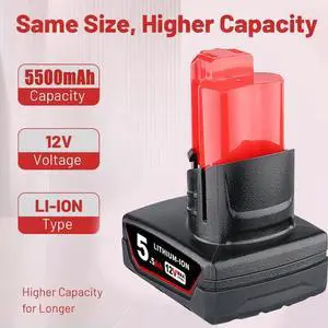 VANON for Milwaukee 48-11-2460 M12 LITHIUM XC 5.5Ah Extended Capacity Battery Pack 48-11-2440