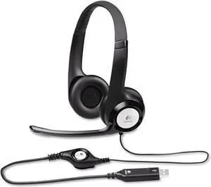 Logitech USB PC Computer Headset Headphones with Noise-Canceling Microphone, Black, H390