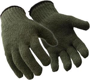 RefrigiWear Military Style Ragg Wool Glove Liners Green (Pack of 12 Pairs) (Small/Medium)