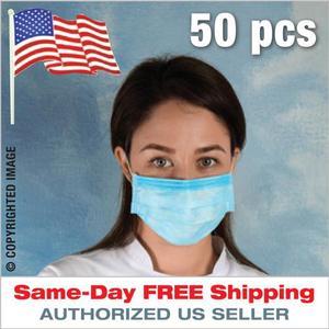 Face Mask 3-Ply 50pcs Medical Surgical Dental Disposable Mouth Cover Protection