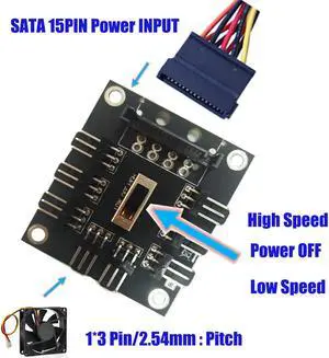 PC FAN HUB temperature-controlled supports 8-way 12V 3pin Fan Adapter(Power from SATA 15-Pin  Connector)