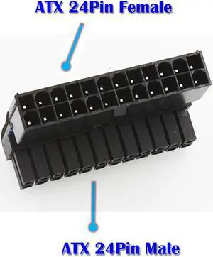 ATX 24Pin female to 24pin male right angle adapter for desktop PC power supply