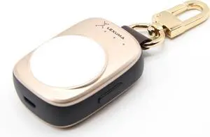Lexuma XTag Wireless Portable Apple Watch Power Bank Charger, MFi Certified, 700mAh, Key-chain Design for Apple Watch Series 1 Series 2 Series 3 Series 4 Series 5 Series 6 Series 7 Nike+ Hermès(Gold)