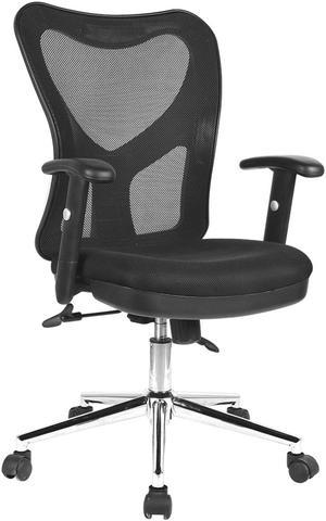 Techni Mobili Back Mesh Office Chair with Non Marking Caster Wheels, Executive Task Chair with Adjustable Hight, Black