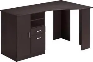 Techni Mobili Classic Office Desk with Multi Storage, Computer Desk with Particle Board Panels and PVC Laminate Veneer Surface, Espresso