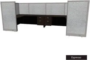 GOF 2-Person Workstation Cubicle, Freestanding Office Partition Room Divider w/ 2 Desk Sets for Office, School, Library, and to Create Any Private Work Areas (Espresso)