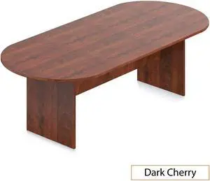 GOF 8 FT Racetrack Conference Table for Home Office, School, Workplace, and Entertainment Room - Sturdy and Stable Table for Meetings with Laptops (Dark Cherry)