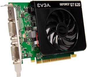 EVGA GeForce GT 620 DirectX 12 (feature level 11_0) 01G-P3-2621-KR 1GB 64-Bit DDR3 PCI Express 2.0 x16 HDCP Ready Video Card