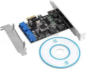 2 Port 19Pin USB 3.0 Card PCI-e to Internal 20Pin Male Ports Adapter PCI Express  Drop