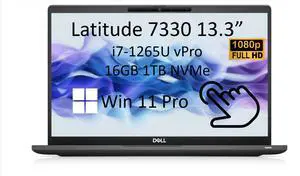 Dell Latitude 7330 13.3" FHD Touchscreen Business Laptop, 12th Gen Intel Core i7-1265U vPro, 16GB RAM, 1TB NVMe SSD, IR Webcam, Backlit, Thunderbolt 4, Win 11 Pro Grade B