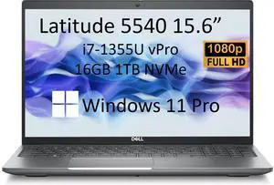 Dell Latitude 5540 15.6" 1080p FHD Anti-Glare Business Laptop, Intel 14-Core i7-1355U vPro, 16GB DDR4 RAM, 1TB SSD, RGB Webcam, 2x Thunderbolt 4, Win 11 Pro w/Copilot, Gray Grade B