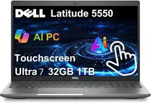 Dell Latitude 5550 15.6" FHD Touchscreen Business Laptop AI PC, Intel 12-Core Ultra 7 165U 1.7GHz, 32GB DDR5 RAM, 1TB SSD NVMe, Backlit, IR Webcam, 2X Thunderbolt 4, HDMI, WiFi 6E Win 11 Pro, Grade A