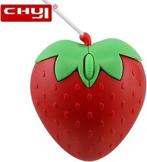 CHYI Cute Cartoon Strawberry Wired Mouse Mini 3D Mouse For Gilr Gift USB Optical Mice 800 DPI Computer Office Mause For Laptop