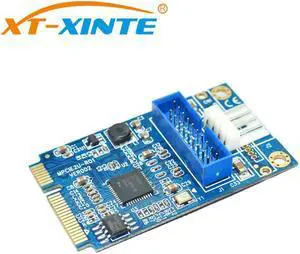 XT-XINTE MINI PCI-E to USB3.0 2-Port PCI Express Riser Card to 4Pin Convertor PCIe Adapter PCIE to19pin USB 3.0 Expansion Card